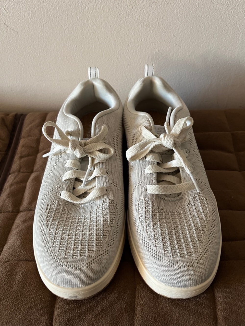 Light Beige Knit Women's Sneakers - Comfortable Everyday Shoes